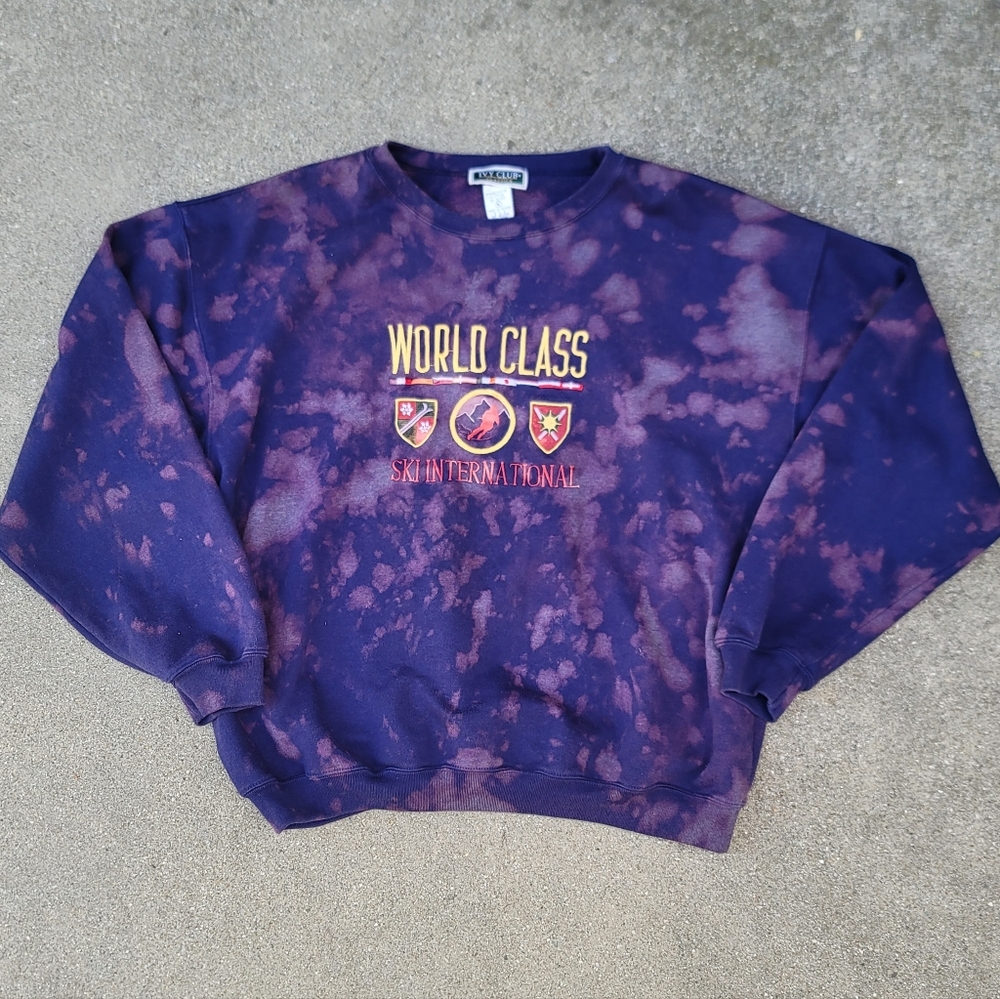 Vtg Ivy Club Classics World Class Ski International Bleach-dyed Sweatshirt